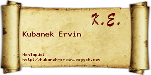 Kubanek Ervin névjegykártya